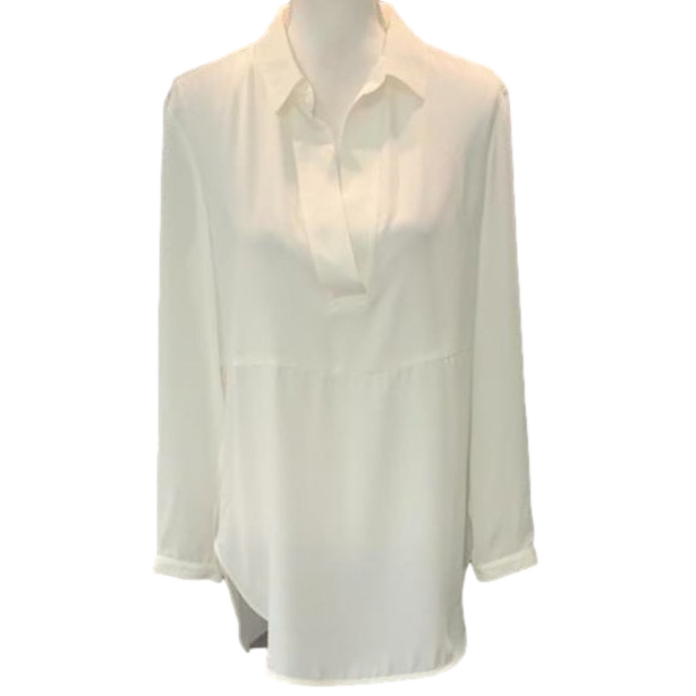 Kaari Blue Ivory Arty Pop V-Neck Tunic Blouse NWT